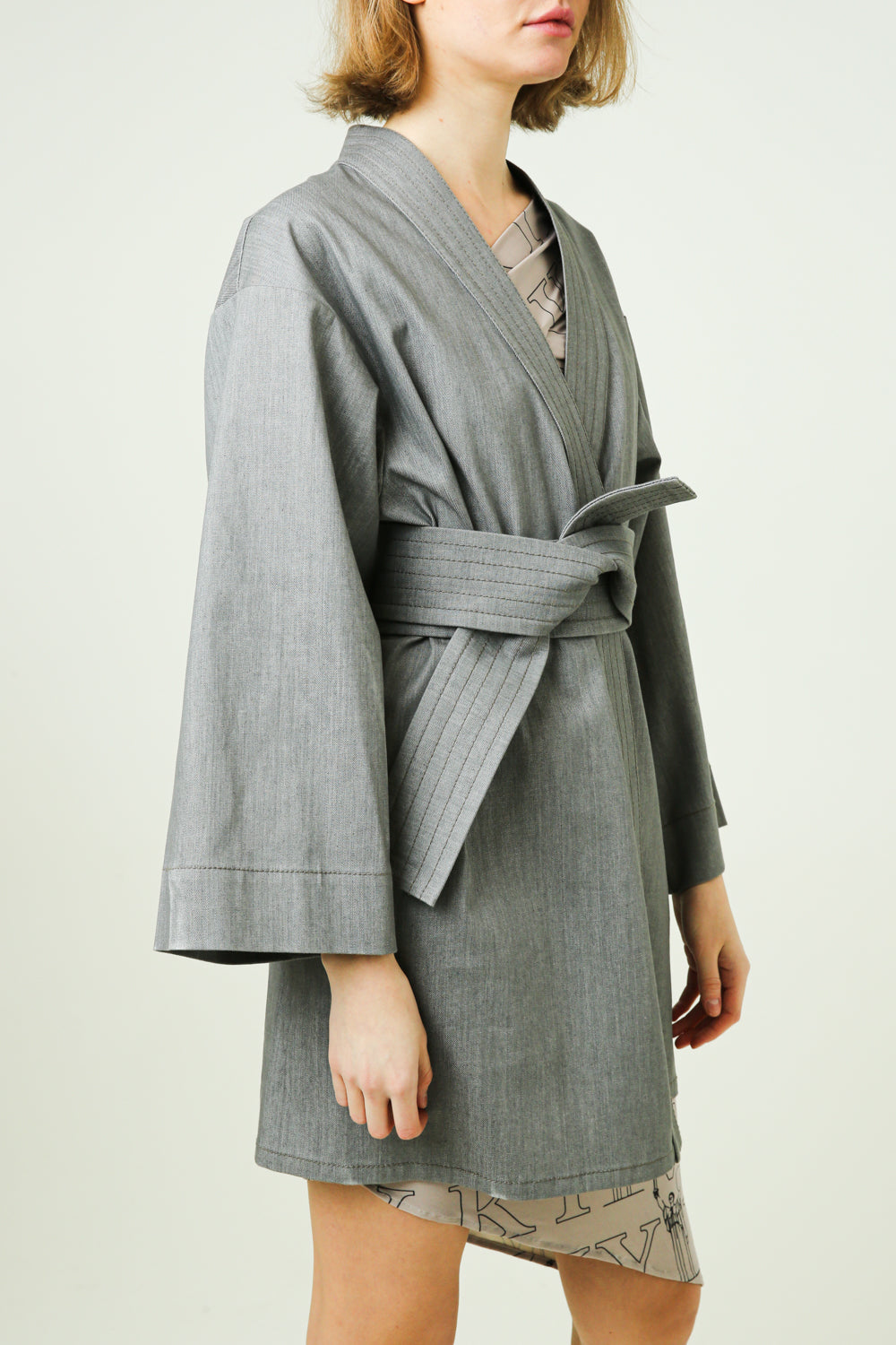 Loose Cape with wide belt tie