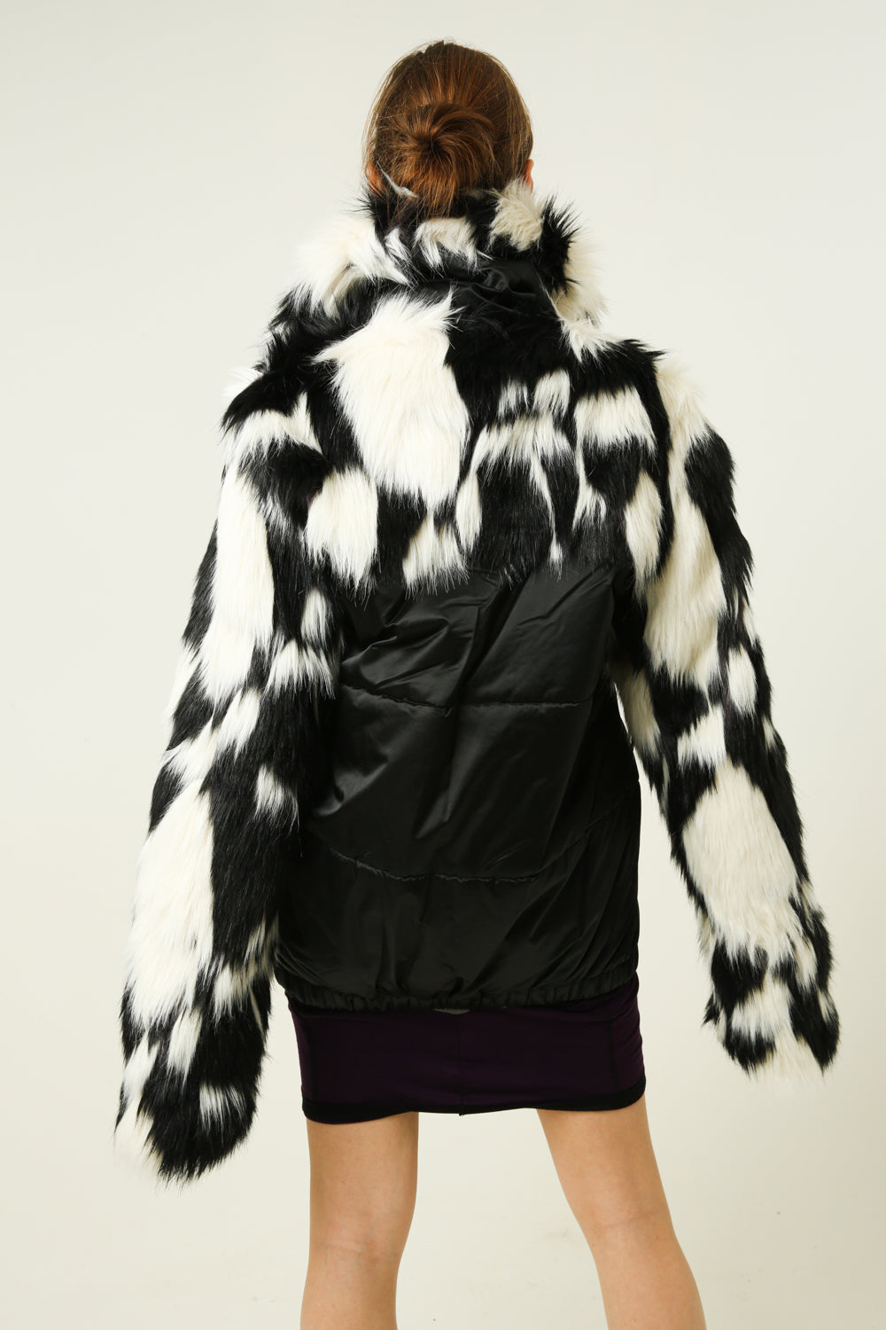 Jacket with faux fur trim on top