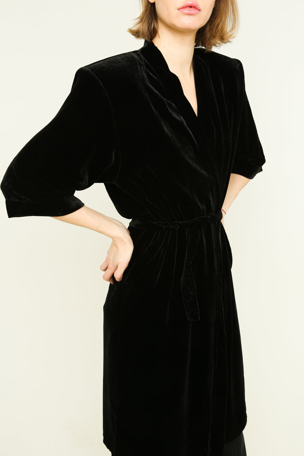 Robe with belt and 3/4 sleeves